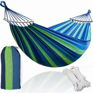 Durable Garden Cotton Comfortable Fabric Hammock with Spreader Bar Up to 450lbs Lightweight