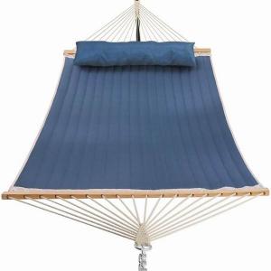  Outdoor Quilted Fabric Two-Person Hammock with Spreader Bar with Heavy-Duty 450-Pound Capacity