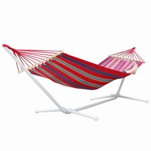 Cotton Hammock with 12 Feet Stand with spread bar for Outdoor Outside Patio Garden