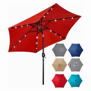 8-10ft Solar Powered LED Lighted Patio Market Umbrella  With Tilt/Crank LED Lights for Pool Deck