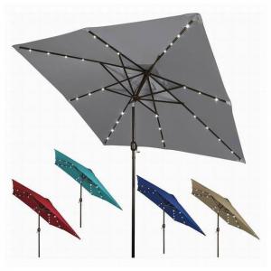 Square Patio Umbrella Outdoor Table Umbrella With Solar Power LED Lights for Pool Deck and Yard