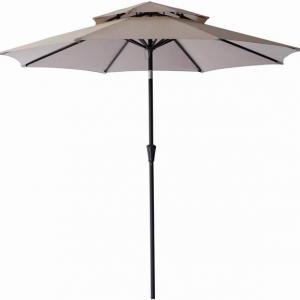 Double Top 2 Tiers Outdoor Sun Shade Patio Market Table Umbrella with Tilt China Made