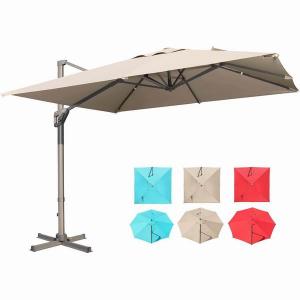 10X10FT Offset Patio Umbrella Outdoor Aluminum Heavy Duty Large Hanging Square Sun Umbrellas with 360° Rotation and Tilting System For Pool Market Balcony Deck