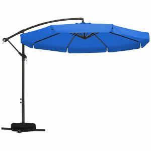 10FT Large Hanging Offset Patio Cantilever Umbrellas Outdoor With Elegant Valance