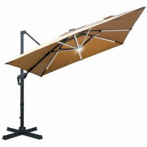 Large Solar powered LED Patio Umbrella Outdoor Square Roman Heavy Duty Sun Umbrella With LED Lights For Garden And Pool