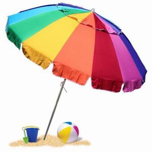 7.5FT Portable Outdoor Beach Umbrella with Sand Anchor Fiberglass Rib Push Button Tilt and Carry Bag