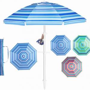 Aluminum Pole Wind Resisitance Beach Umbrella 6.5ft With Sand Anchor 