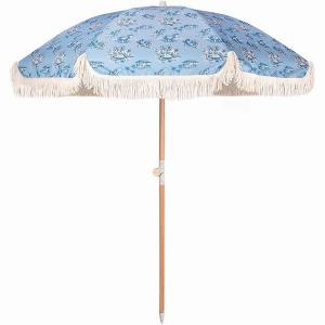 Holiday Outdoor Vintage Tassel Beach & Patio Umbrella Wood Pole with Fringe 