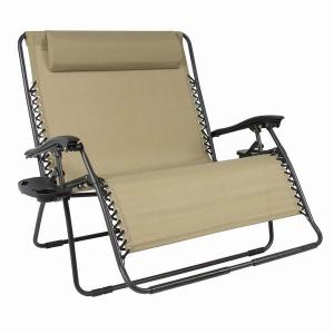 XXL Two Preson Size Zero Gravity Reclining Folding Lawn Chair with Side Table