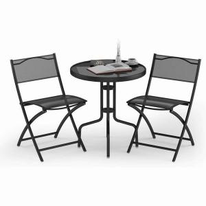 Garden Backyard Round Table With Folding Chairs 3 Pcs Bistro Set  Outdoor Patio Furniture China Manufacture