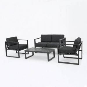 Outdoor 4 Piece Aluminum Chat Set Sectional Metal Sofa Patio Furniture 