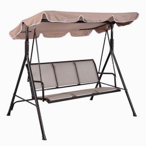 3 Seats Outdoor Canopy Hanging Swing Lounge Chair Patio Porch Swing Chair