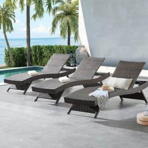 Outdoor Rattan Chaise Lounge Adjustable Patio Wicker Reclining Chaise Rattan Lounger Chairs For Pool, Garden