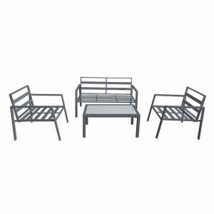 4-Piece Aluminum Outdoor Patio Sofa Set Conversation Furniture with Removable Cushions